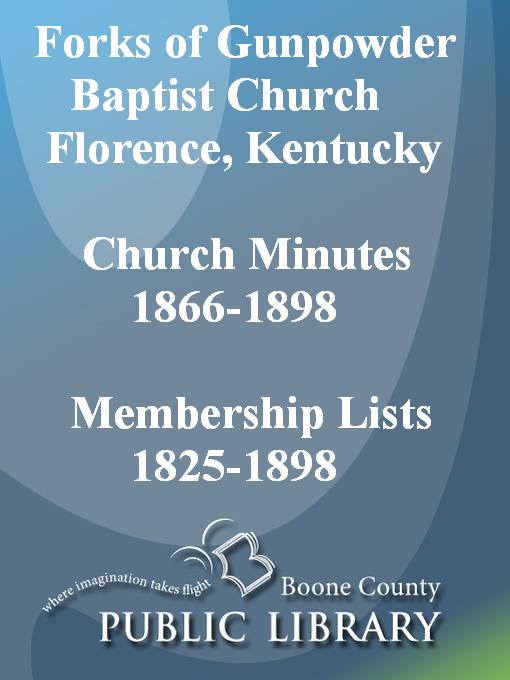 Title details for Gunpowder Baptist Church Minutes by Boone County Public Library - Available